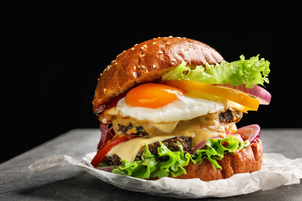 Corned Beef Burgers with Stout Mustard and Fried Egg – Happy St. Patrick's Day!