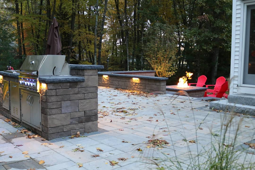Cozy Multi-Zone Patio Hardscape and Outdoor Living Space in Massachusetts