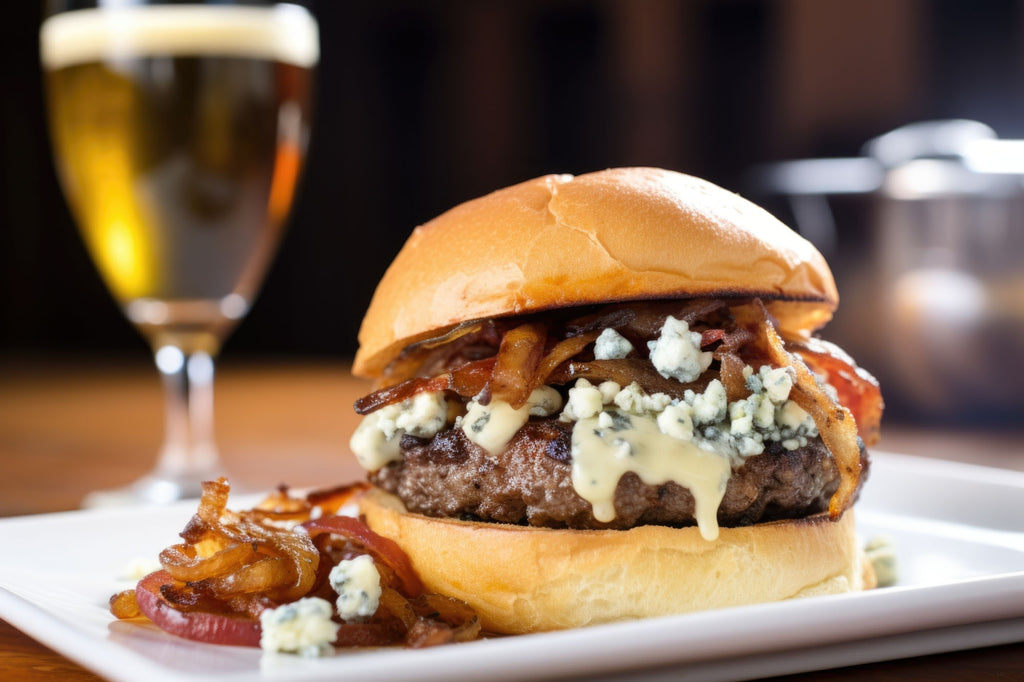 Bacon Blue Cheese Burger with Caramelized Onions – Grillsanity!