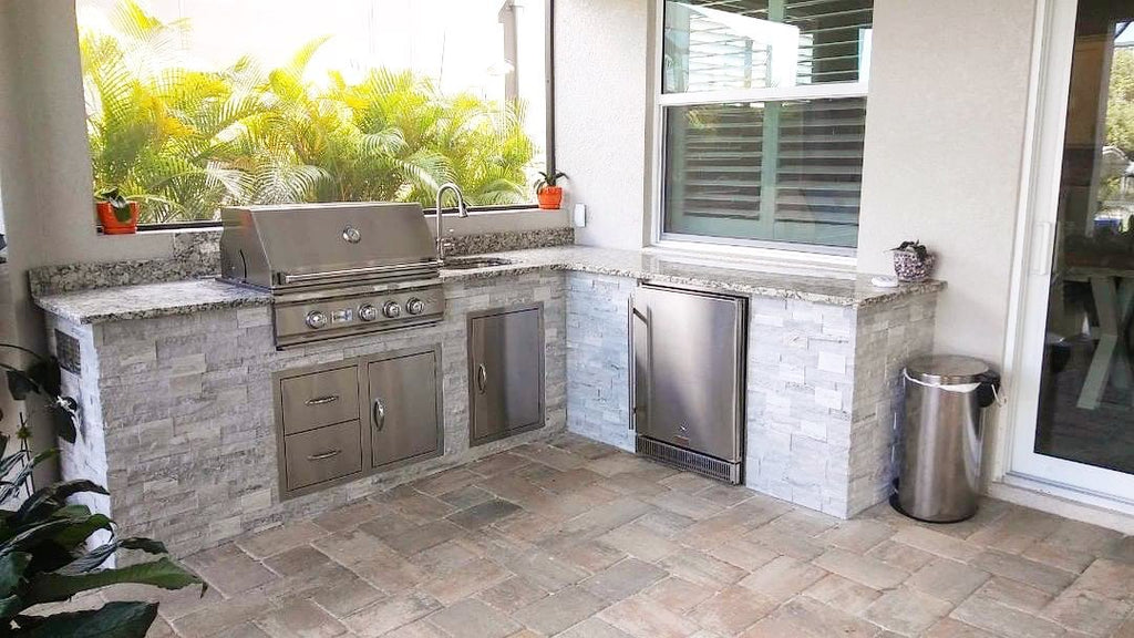 Bright and Clean, Stone Patio, Granite Countertops, Relaxing Outdoor Kitchen in Orange County