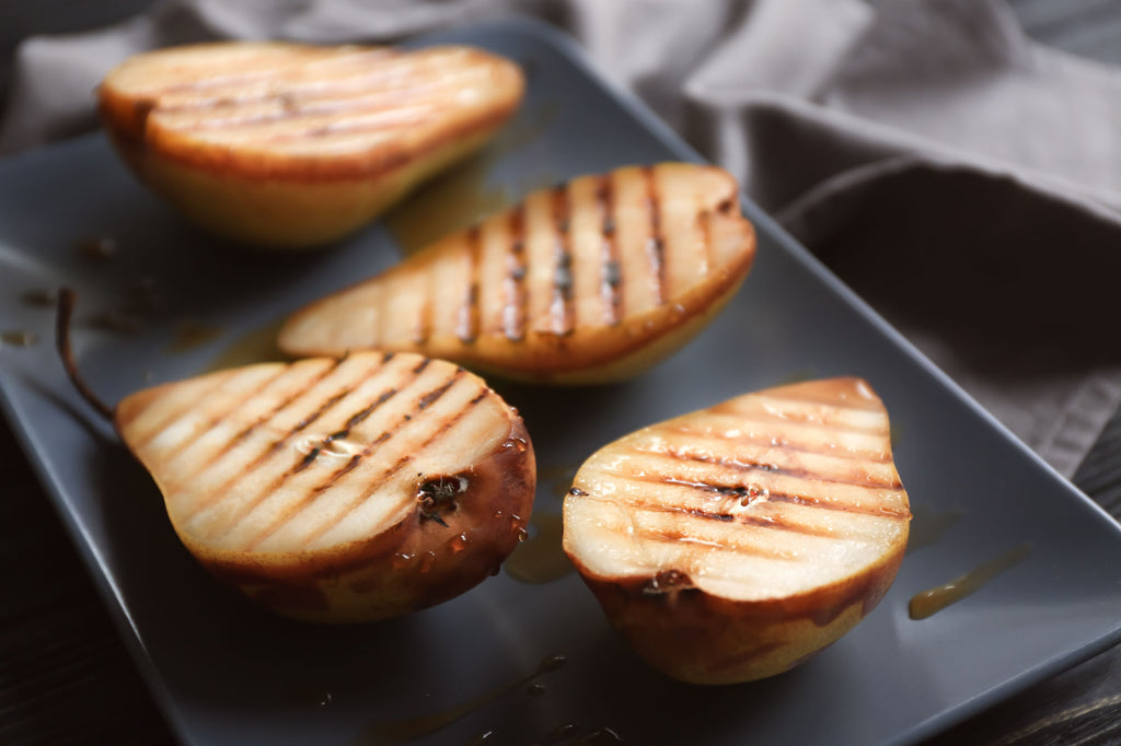 Grilled Pears with Brie and Pistachios - A Very Merry Grilled Christmas