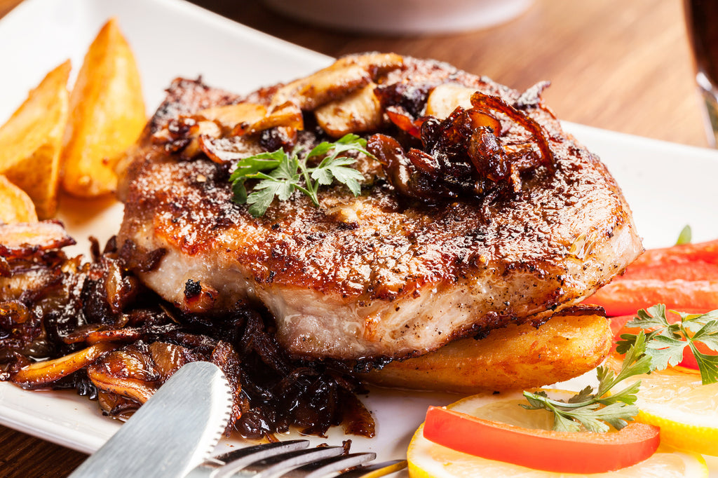 Grilled Pork Chops with Spicy Balsamic Grilled Peaches – Autumn Grilling Series