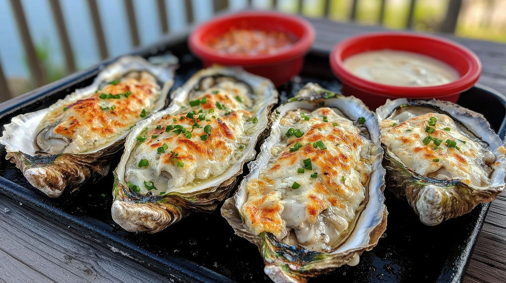 New Year's Eve Grilled Oysters with Roasted Garlic Butter and Romano