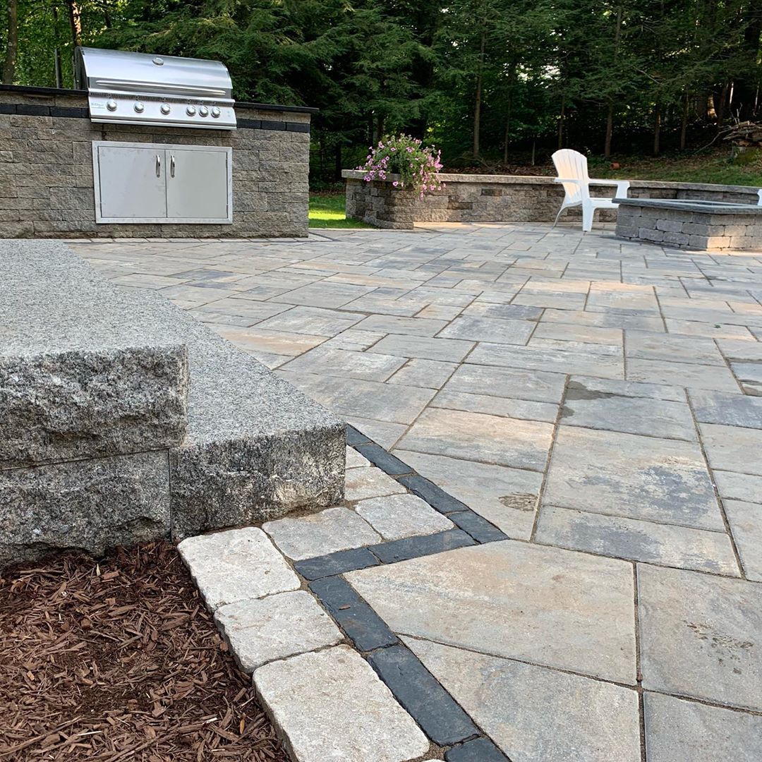 Timeless and Rustic, Large Stone Patio, Custom Fire Pit, An Outdoor Tr ...