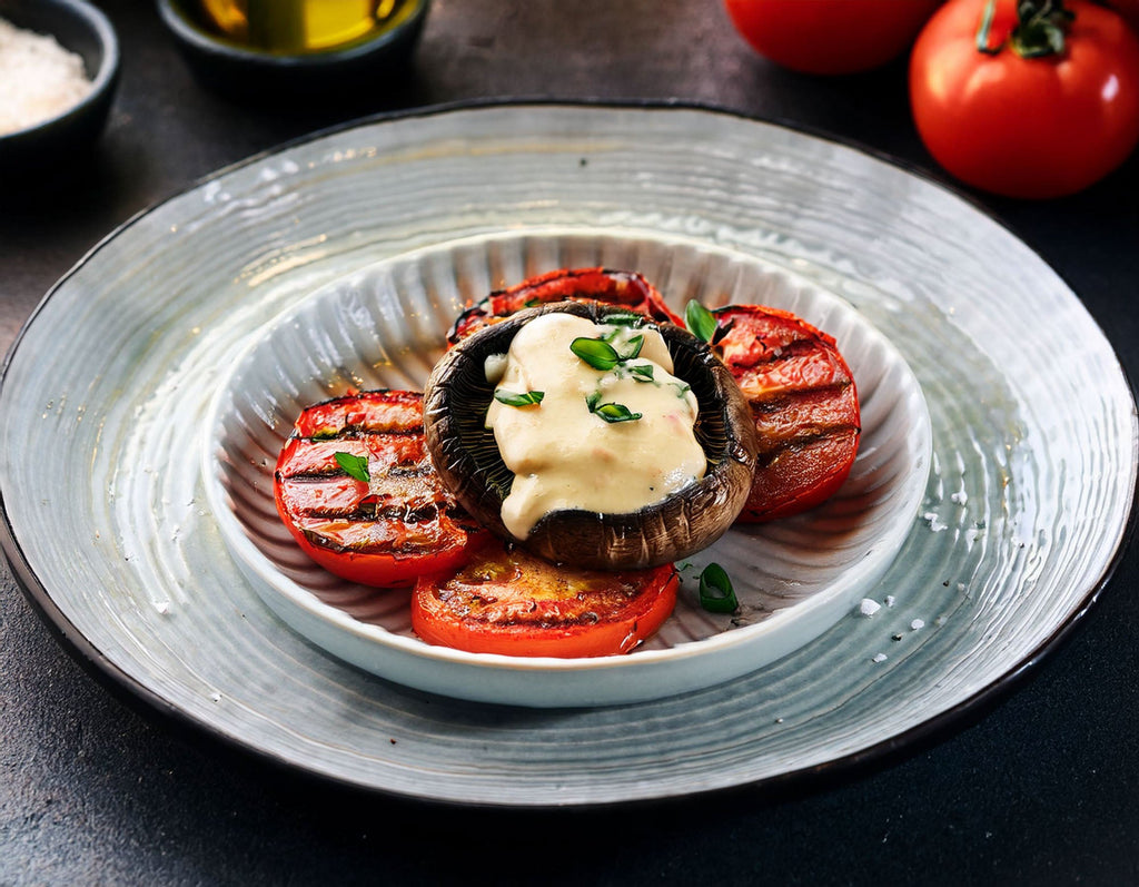 Tomato-Portobello Stacks with Cheater's Béarnaise