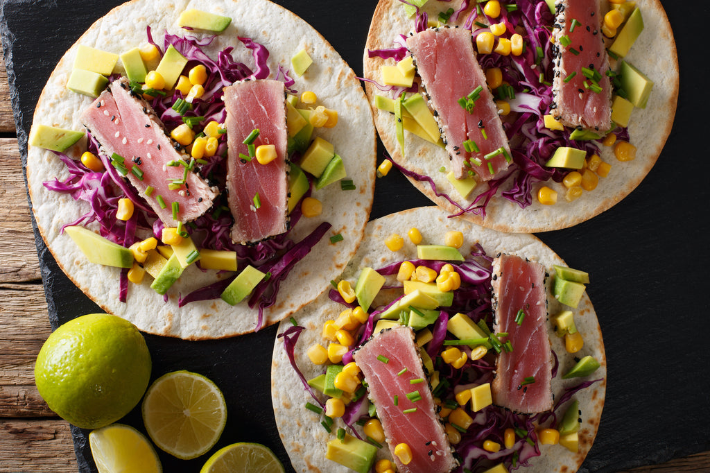 : Tuna Tacos with Caramelized Onions & Mango-Cucumber Salsa - Sizzling Summer Series