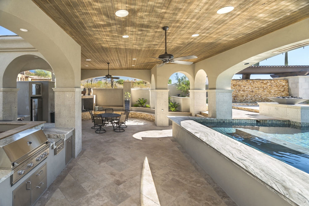 Vast Resort-Style Pool, Spanish Arches, Luxurious Outdoor Living in Mesa, Arizona