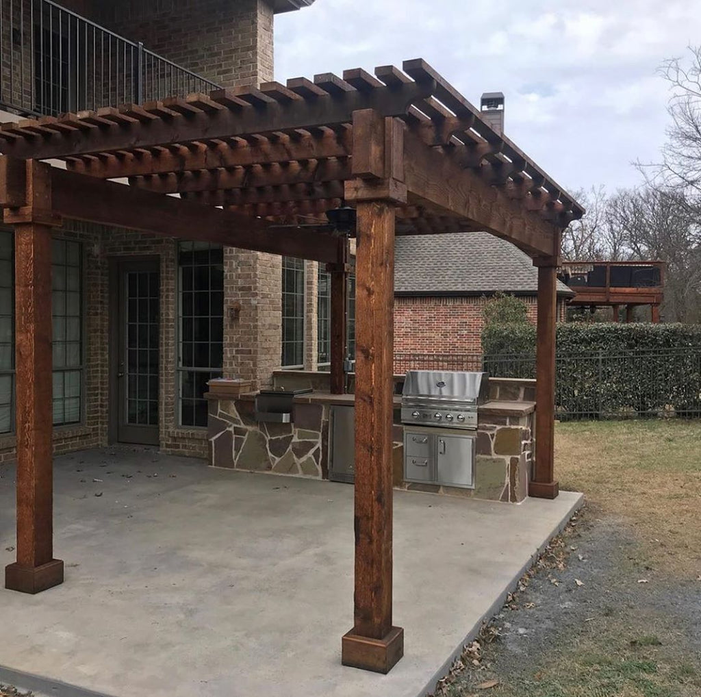 Warm and Functional, Grand Pergola, Stone Grill Island, Outdoor Living in the Big Heart of Texas