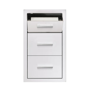 17"  Vertical 2-Drawer & Paper Towel Holder Combo w/ Masonry Frame Return