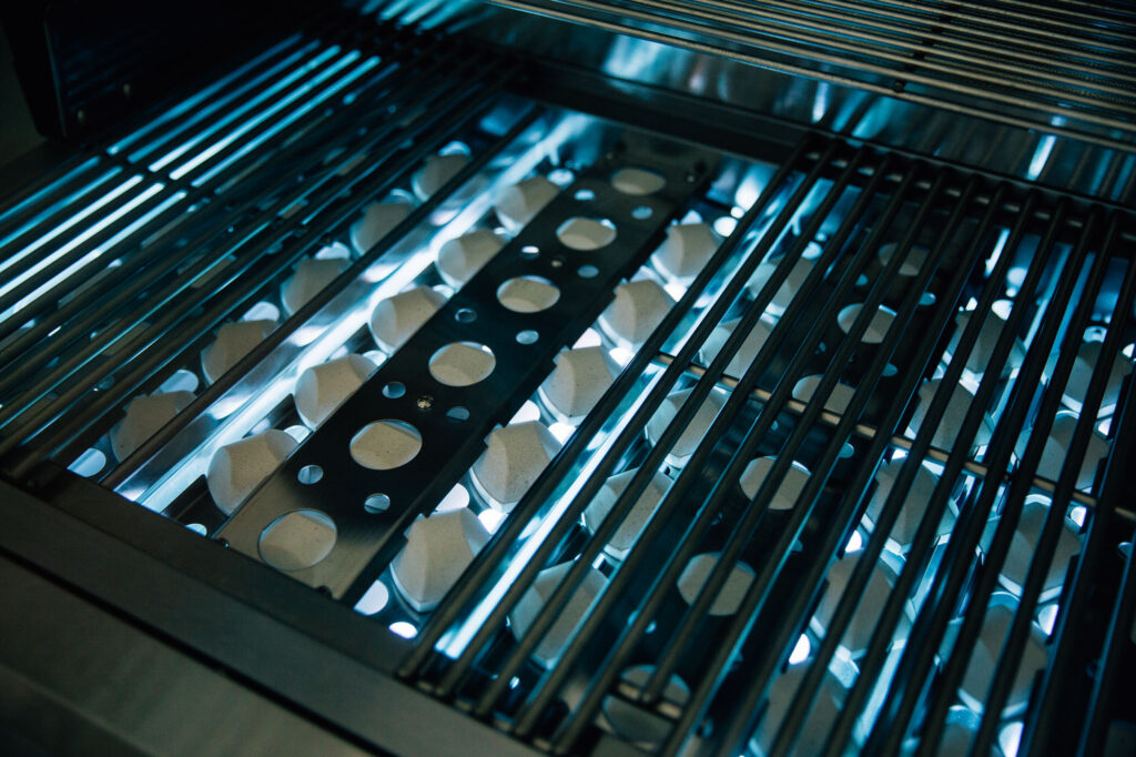 The Sizzler Pro Burners with Ceramic Briquettes and Grill Grates