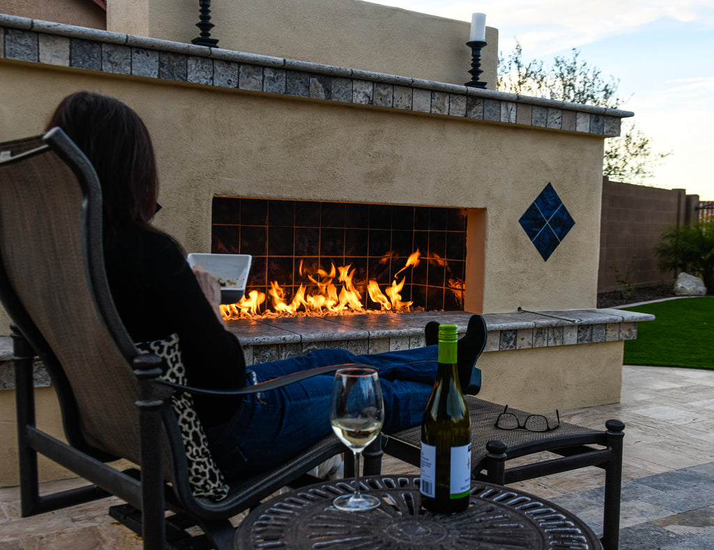 Stay warm by a fire
