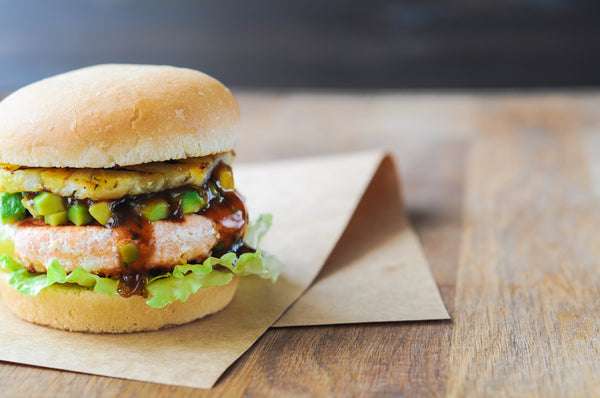 8| Asian Salmon Burgers with Avocado and Hoisin Sauce