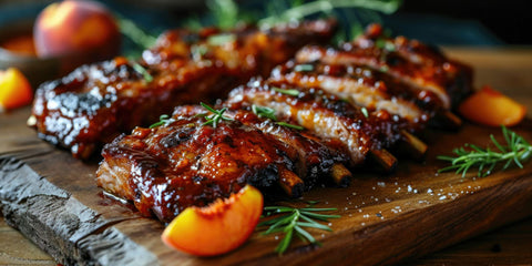 Baby-Back Ribs with Texas Blackjack Sauce and Peach Coleslaw