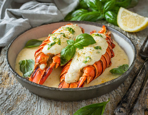 Basil Butter Smothered Lobster Tails