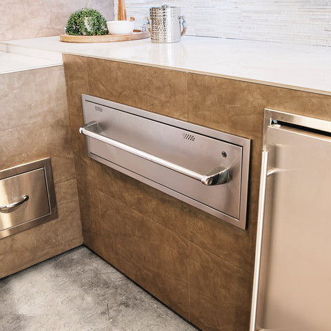 Add a warming drawer to your outdoor kitchen island