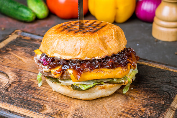 12| French Onion Stuffed Burgers au Gratin
