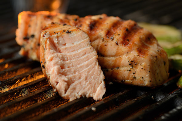 Grilled-Glazed Salmon Sandwiches with Bacon