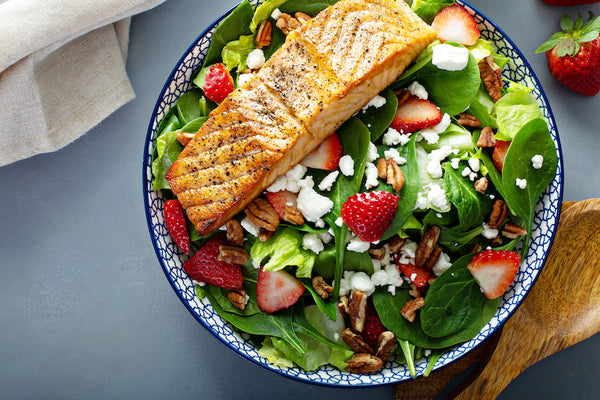 Grilled Salmon Salad with Fresh Strawberries