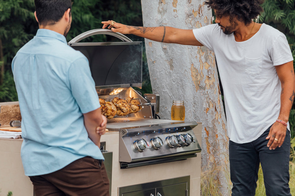Rotisseries grilling on the Sizzler Pro is great any time of year!