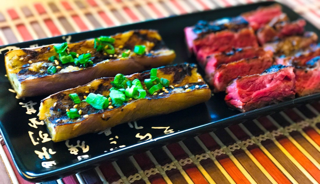 Japanese Skirt Steak with Miso-glazed Eggplant