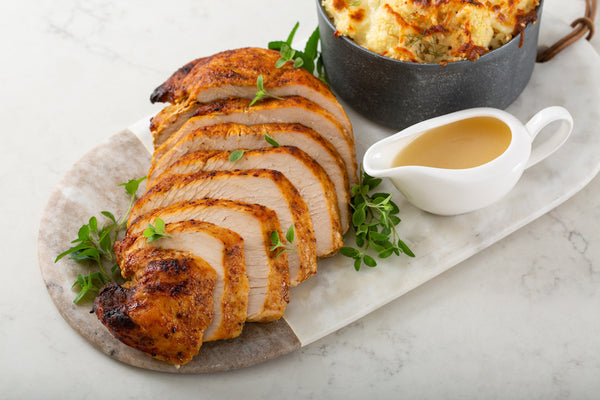 Applewood Smoked Turkey Breast with Cider Bourbon Gravy