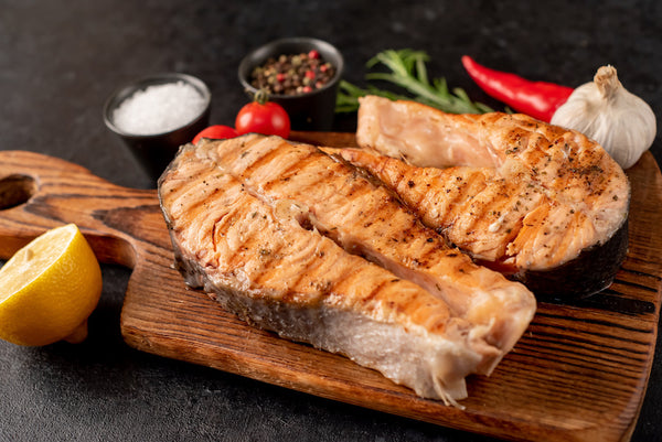 Grilled Salmon Steaks with Chile-Lime Butter