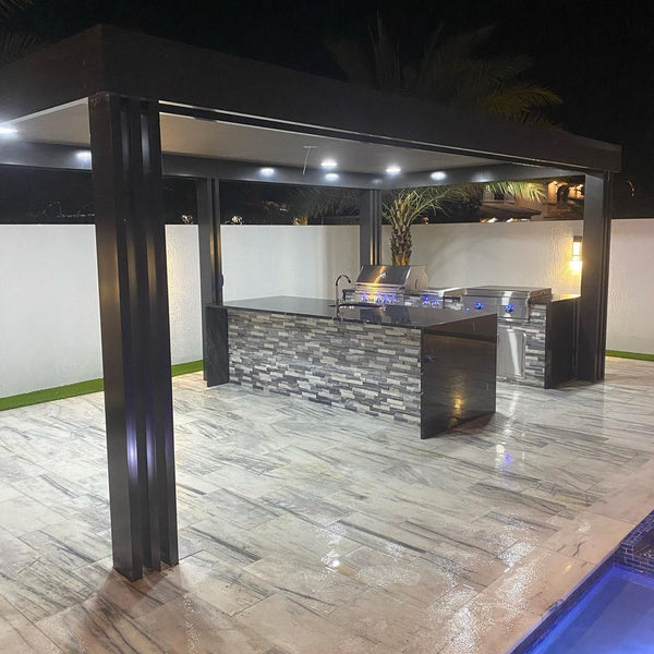 Sleek, Modern Outdoor Kitchen, Dual Islands, Custom Pool, Bask in the Miami Sun