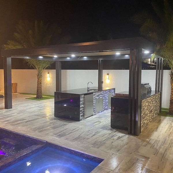 Sleek, Modern Outdoor Kitchen, Dual Islands, Custom Pool, Bask in the Miami Sun