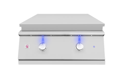 The Gas Griddle comes with a stainless steel cover